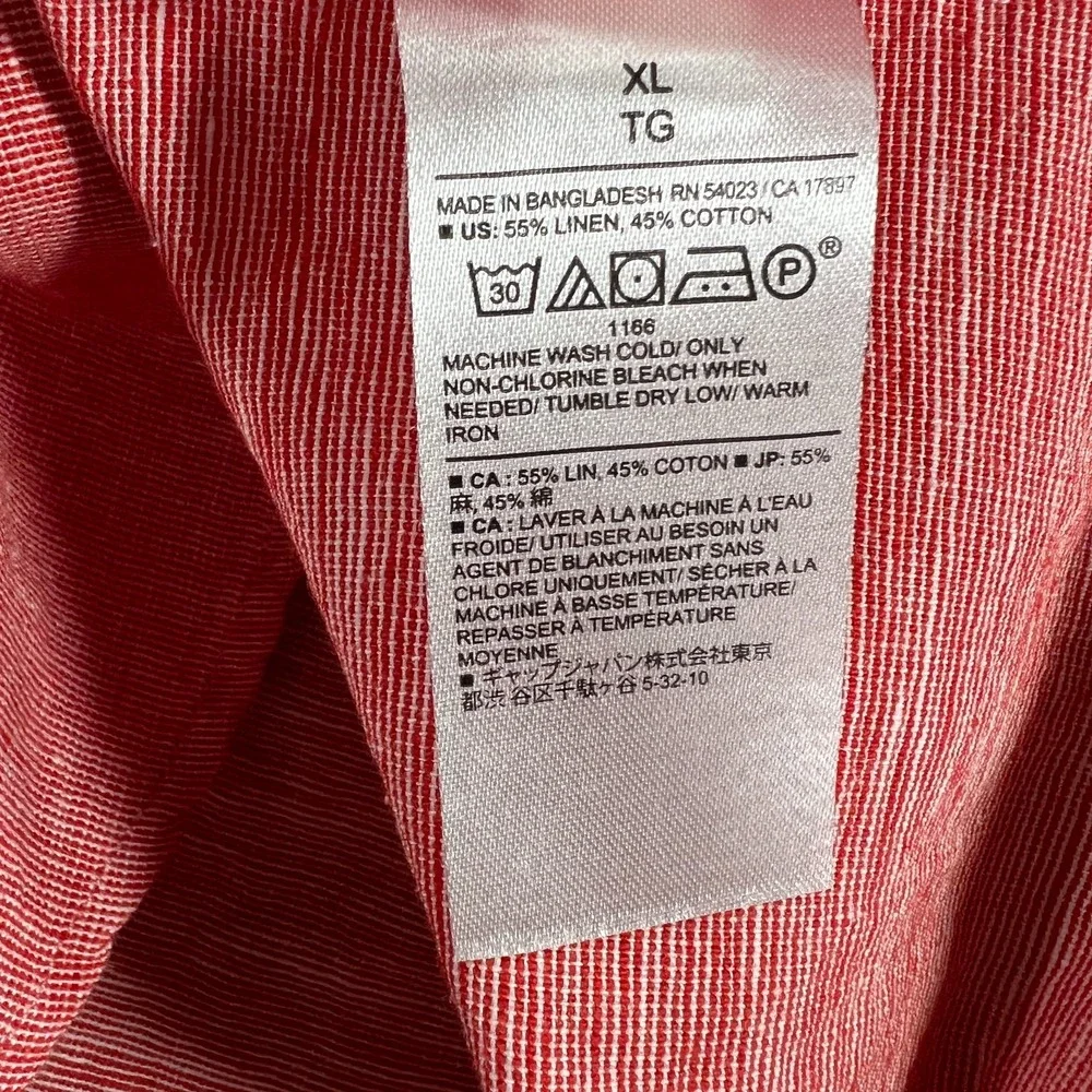 Banana Republic Shirt Mens XL Extra Large Red Short Sleeve Linen Blend Slim Fit